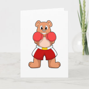 Cartão Urso como boxeador com luvas de boxe