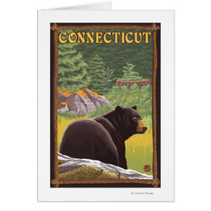 Cartão Urso de ConnecticutBlack na floresta