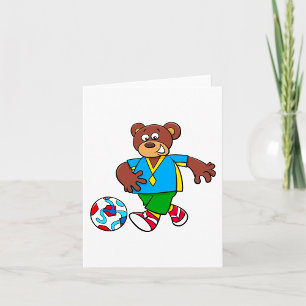 Cartão Urso de Futebol Jogando Futebol com Roupa Esportiv