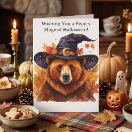 Cartão Urso de Halloween de Outono | Saudações de Outono