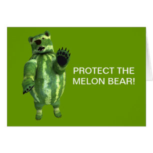 Cartão Urso de Melancias Verde Engraçado