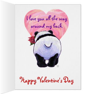 Cartão Urso de Panda Romântico com Rosa