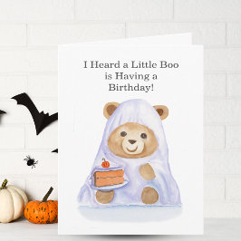 Cartão Urso de pelúcia aquarela com bolo de Halloween
