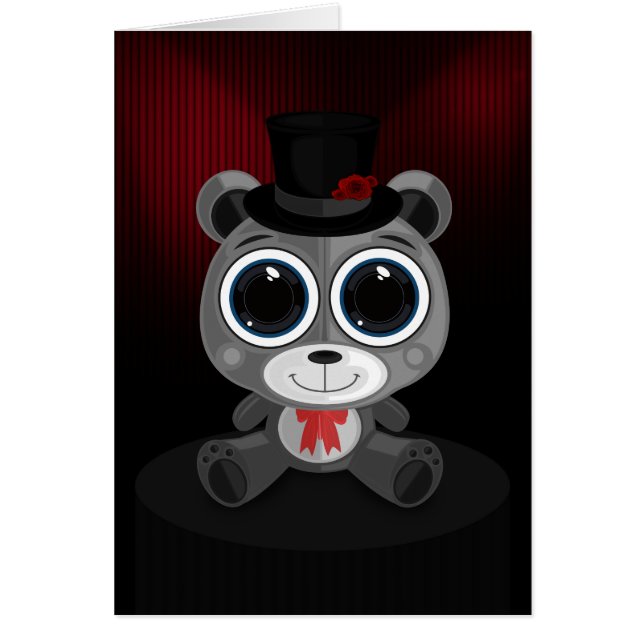 Cartão Urso de Teddy - Cinzas Clássicas (Frente)