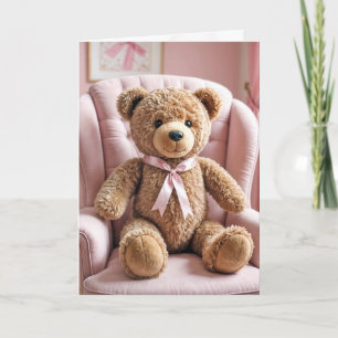 Cartão Urso De Teddy Com Arco Rosa