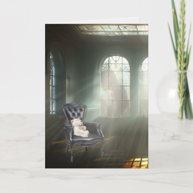 Cartão Urso De Teddy Numa Cadeira (Frente)