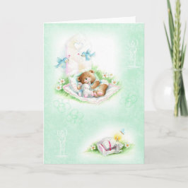 Cartão Urso de ursinho bonito para o baptismo, batismo