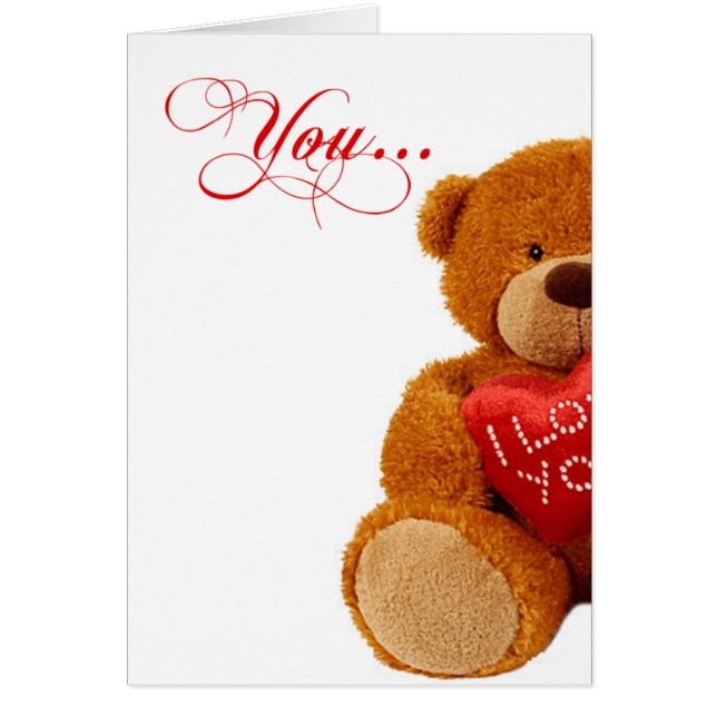 Cartão Urso de ursinho romântico do aniversário - você (Frente)