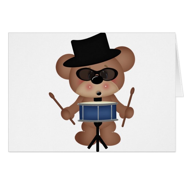 Cartão Urso do baterista (Frente Horizontal)