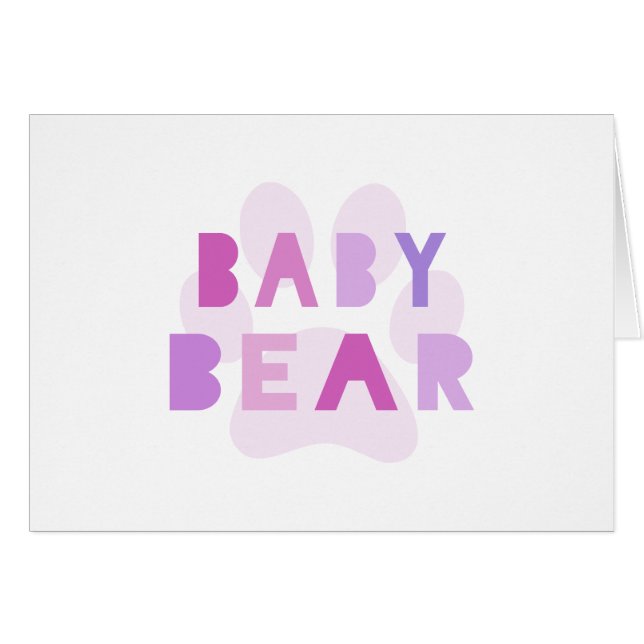 Cartão Urso do bebê - rosa (Frente Horizontal)