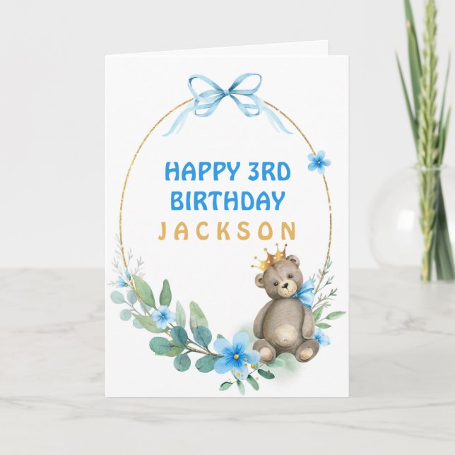 Cartão Urso Dourado Coroa (Frente)