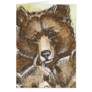 Cartão Urso e Cubs da mãe