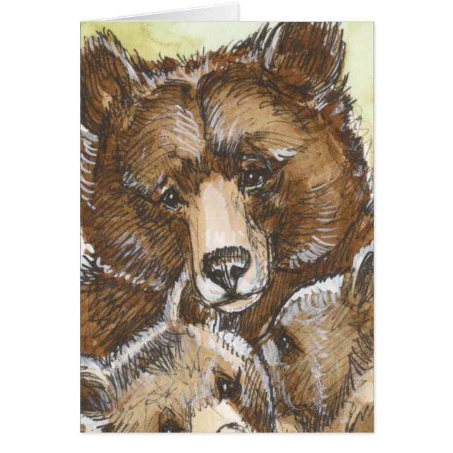 Cartão Urso e Cubs da mãe (Frente)