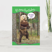 Urso Engraçado na Floresta com Bolo de Aniversário