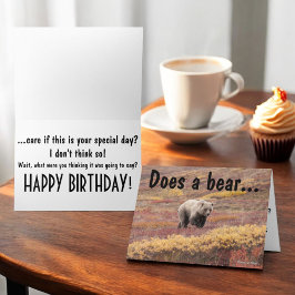 Cartão Urso Engraçado no Outono Personalizado