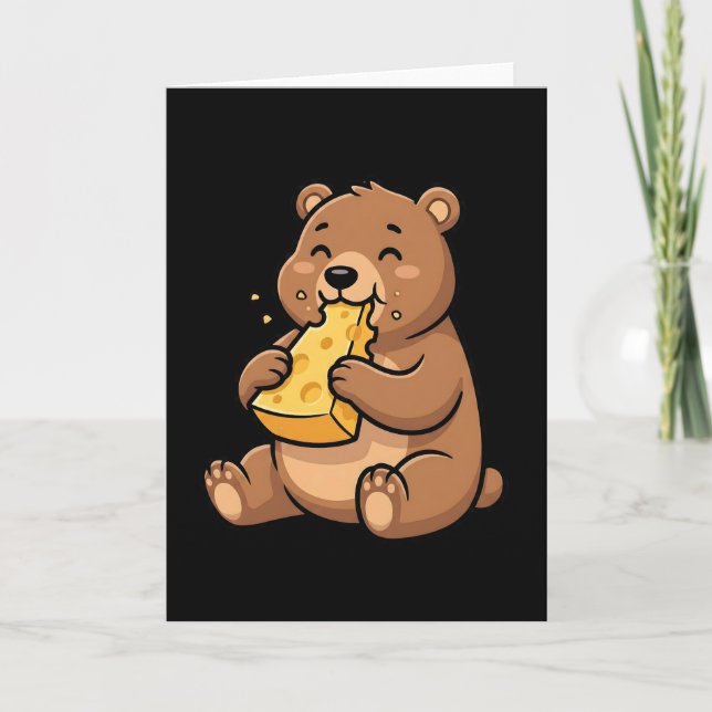 Cartão Urso Feminino Comendo Queijo (Frente)
