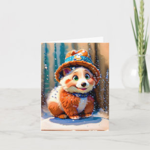 Cartão Urso Fluffy no inverno do Chapéu Design ART PRÓPRI