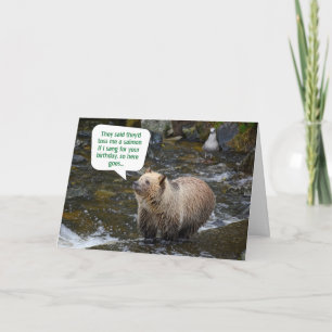 Cartão Urso Grizzly Engraçado Fora do Ambiente