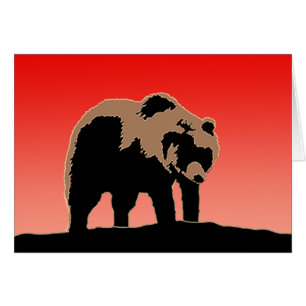 Cartão Urso Grizzly no Sunset - Arte original sobre a vid