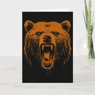 Cartão Urso Laranja Bravo Urso Pardo Caminhada Acampament