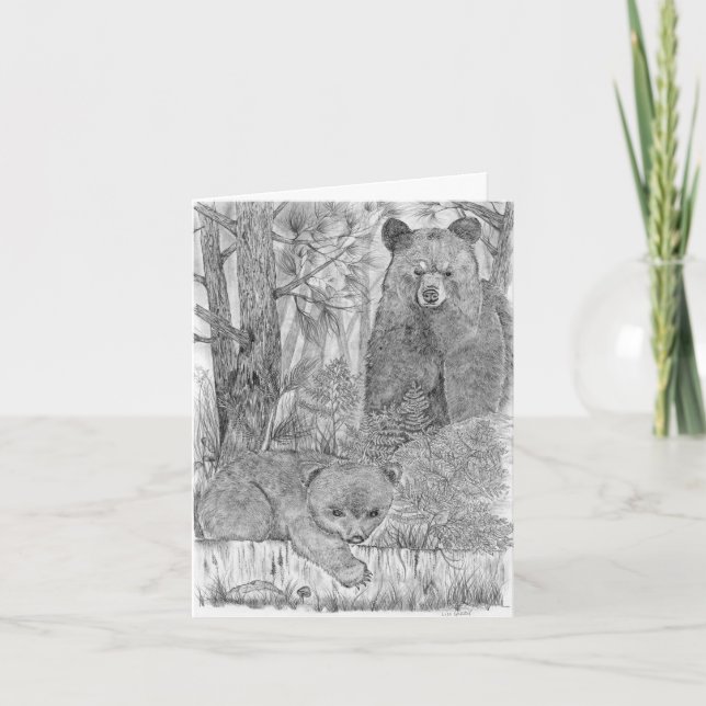 Cartão Urso-Mãe e Cubo (Frente)