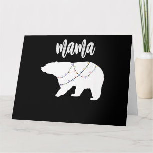 Cartão Urso Mamãe Urso Polar Fio de Luzes Natal