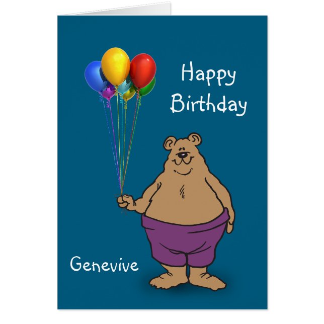 Cartão Urso mantém balões de aniversário personalizados (Frente)