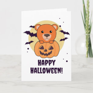 Cartão Urso Na Pumpkin Doces Ursos Feliz Dia das Bruxas