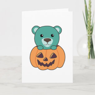 Cartão Urso Na Pumpkin Doces Ursos Feliz Dia das Bruxas