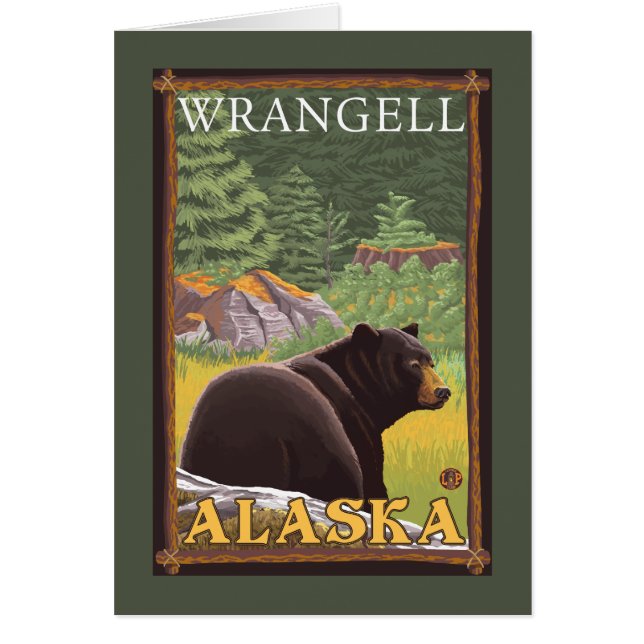 Cartão Urso Negro na Floresta - Wrangell, Alaska (Frente)