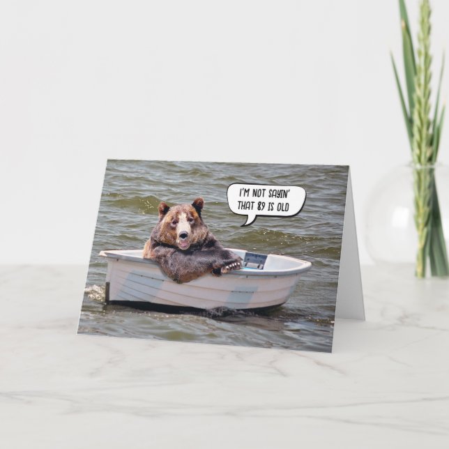 Cartão Urso no Barco 89º Humor de Aniversário (Frente)