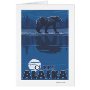Cartão Urso no luar - caril, Alaska