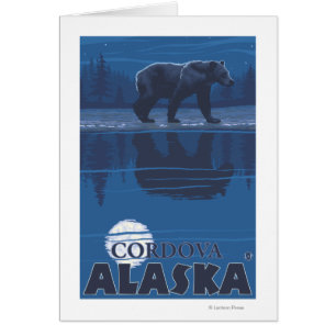 Cartão Urso no luar - Cordova, Alaska