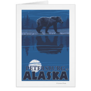 Cartão Urso no luar - Petersburgo, Alaska
