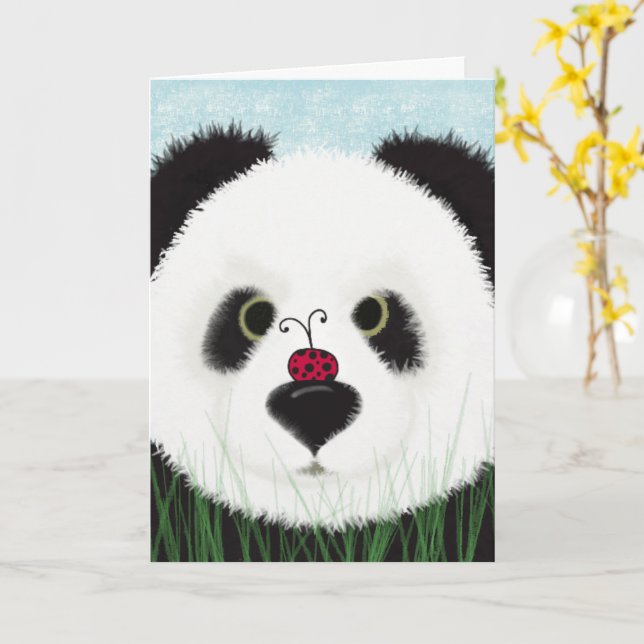 Cartão Urso Panda Adorável (Flor Amarela)