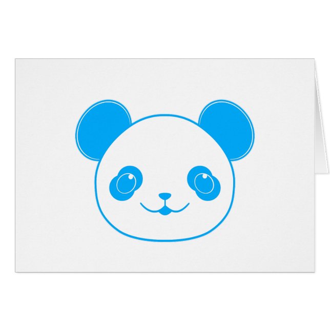 Cartão Urso Panda de Kawaii Azul (Frente Horizontal)