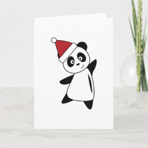 Cartão Urso Panda de Natal Animais Fofos Para Crianças