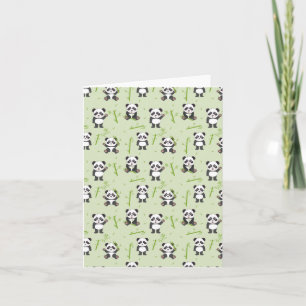 Cartão Urso Panda Fofo Padrão de Animais Kawaii Bambu