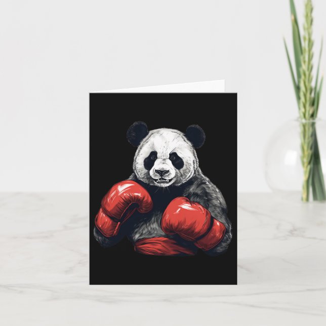 Cartão Urso Panda Vestindo Luvas De Boxim - Boxing Engraç (Frente)
