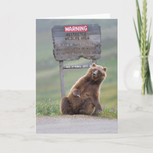 Cartão Urso Pardo Brinca Com Placa