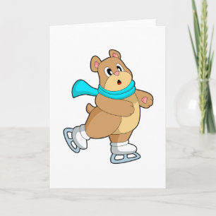 Cartão Urso Patinação no gelo Patins de gelo