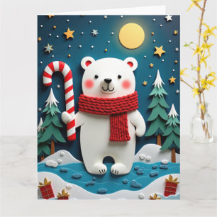 Cartão Urso Polar Aconchegante no Natal do Mundo das Mara