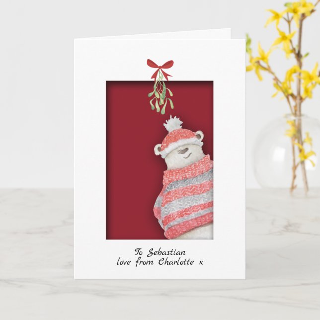 Cartão Urso Polar Com Natal De Visco (Flor Amarela)