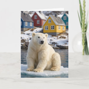 Cartão Urso Polar de Groenlândia de Aniversário em uma Pl