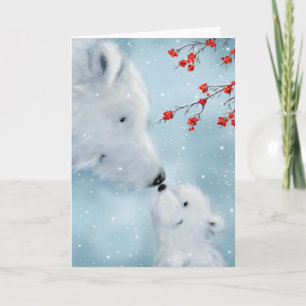 Cartão Urso Polar e Filhote Fofo, Feliz Natal