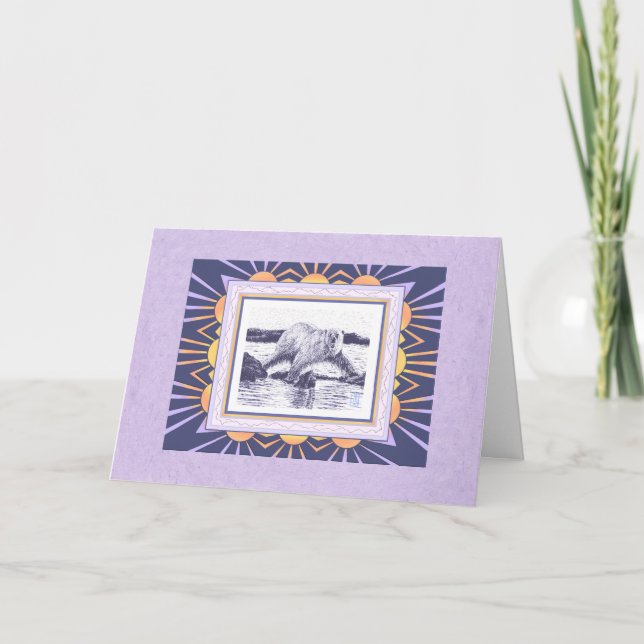 Cartão Urso Polar e Vazio Solar Ártico Saudação (Frente)