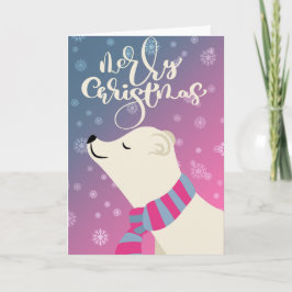 Cartão Urso Polar vestindo um Carvalho - Feliz Natal