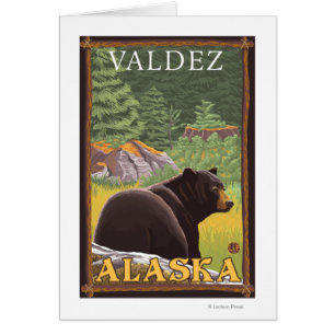 Cartão Urso preto na floresta - Valdez, Alaska