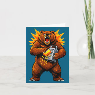 Cartão Urso Retro Grateando Queijo Humor Ilustração
