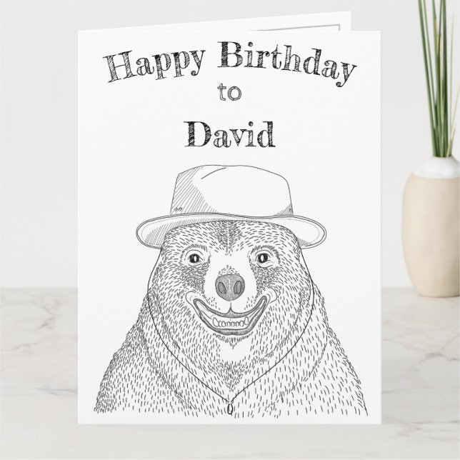 Cartão Urso Sorriso/Cartão de Aniversário Personalizado (Frente)